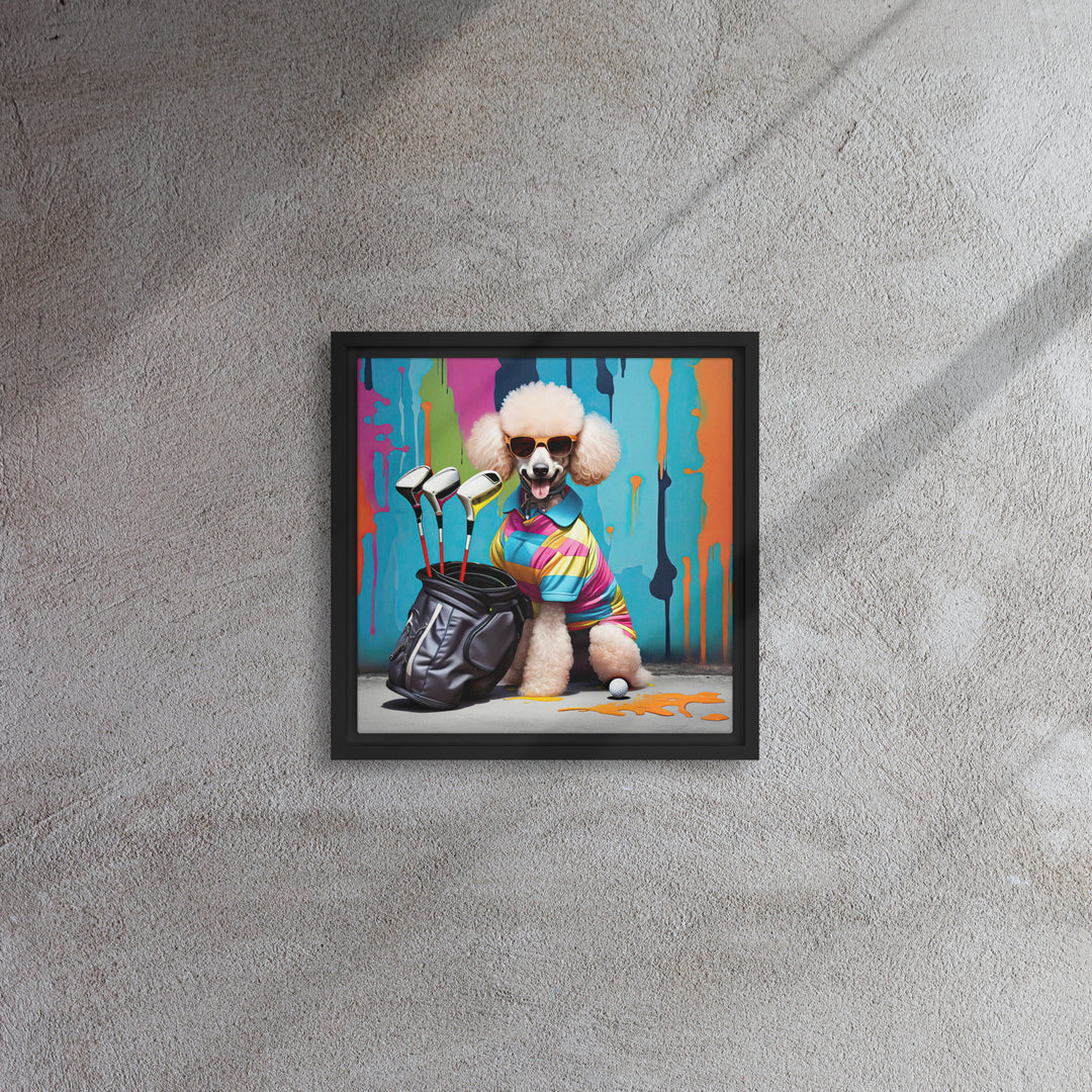 Poodle Golfer- Framed canvas v4