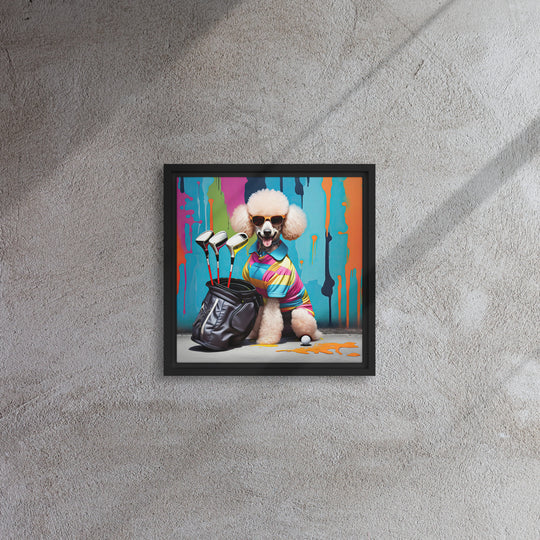 Poodle Golfer- Framed canvas v4