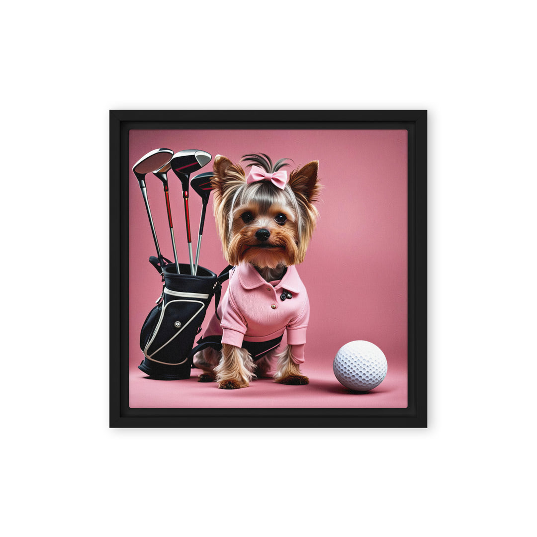 Yorkshire Terrier Golfer- Framed canvas