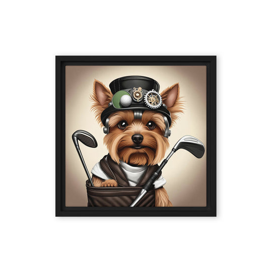 Yorkshire Terrier Golfer- Framed canvas v3