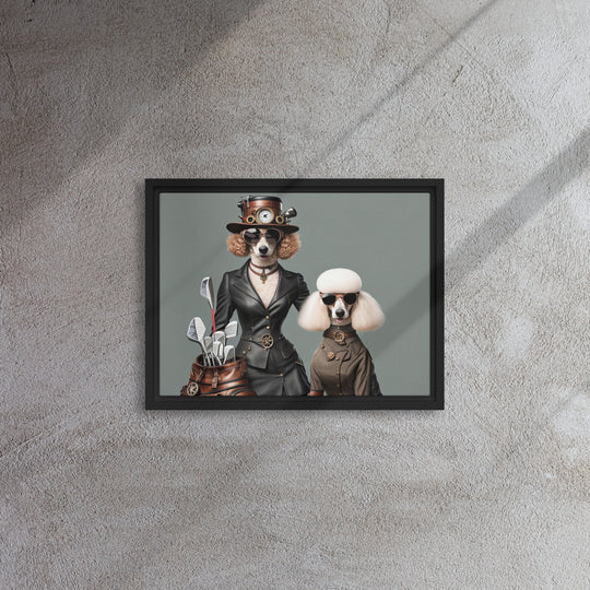 Poodle Golfer- Framed canvas v2