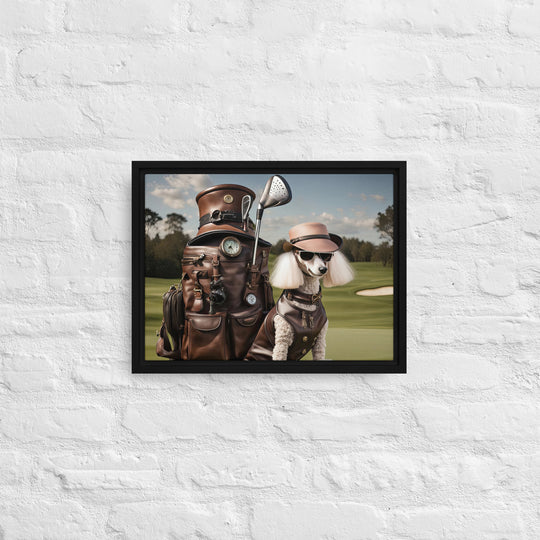 Poodle Golfer- Framed canvas v3