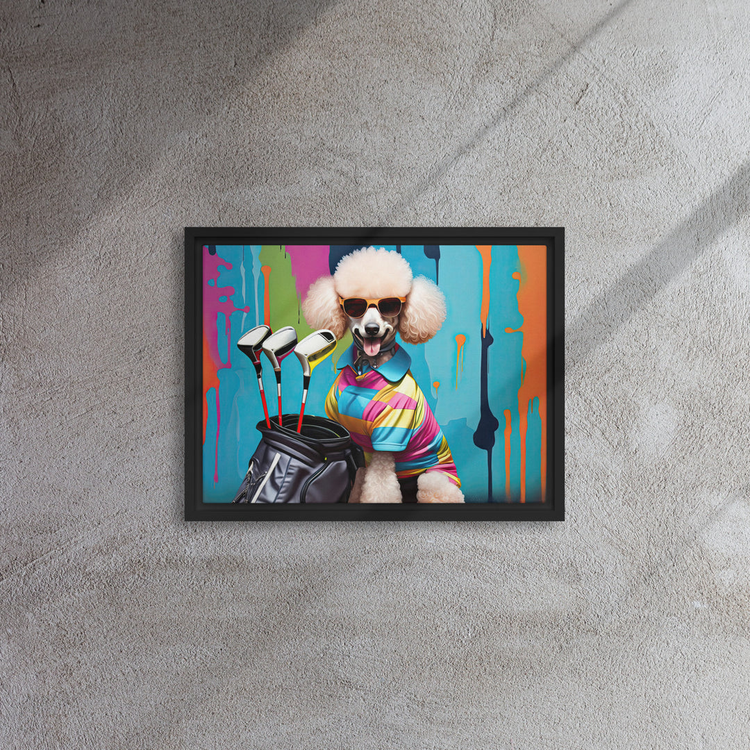 Poodle Golfer- Framed canvas v4