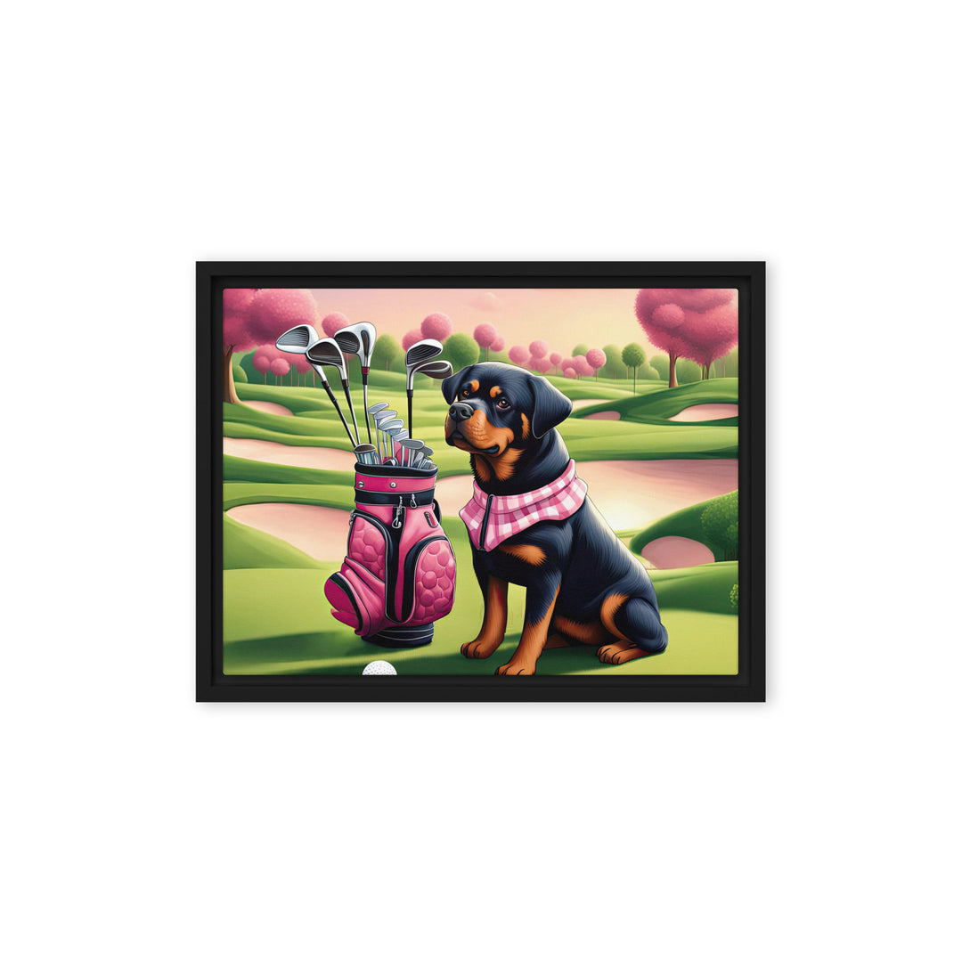 Rottweiler Golfer- Framed canvas