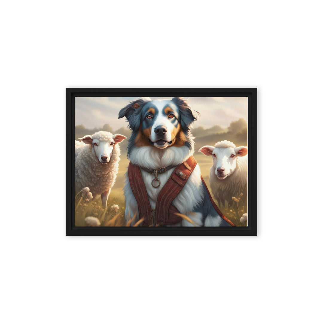 Australian Shepherd- Framed canvas v4