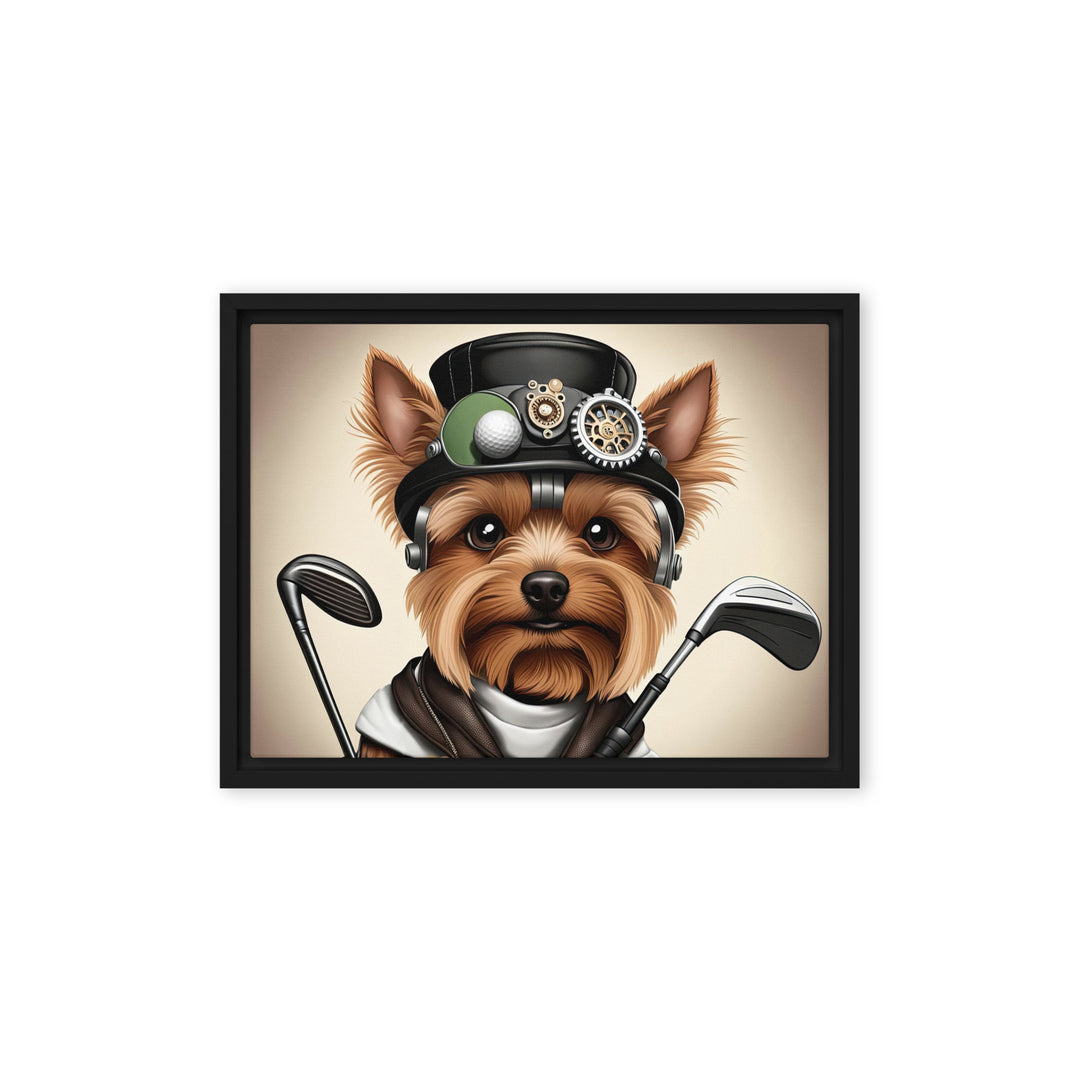 Yorkshire Terrier Golfer- Framed canvas v3