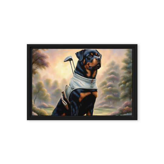 Rottweiler Golfer- Framed canvas v2