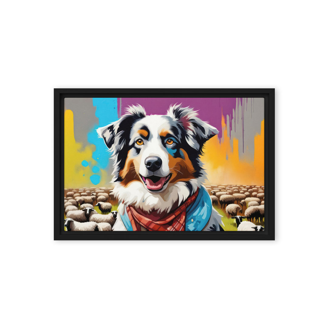 Australian Shepherd- Framed canvas v3