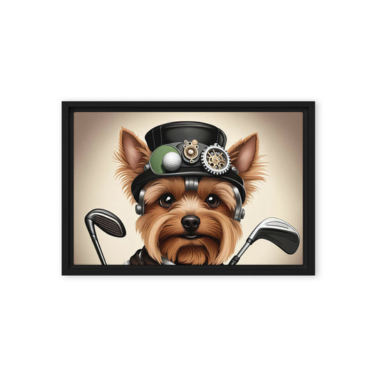 Yorkshire Terrier Golfer- Framed canvas v3