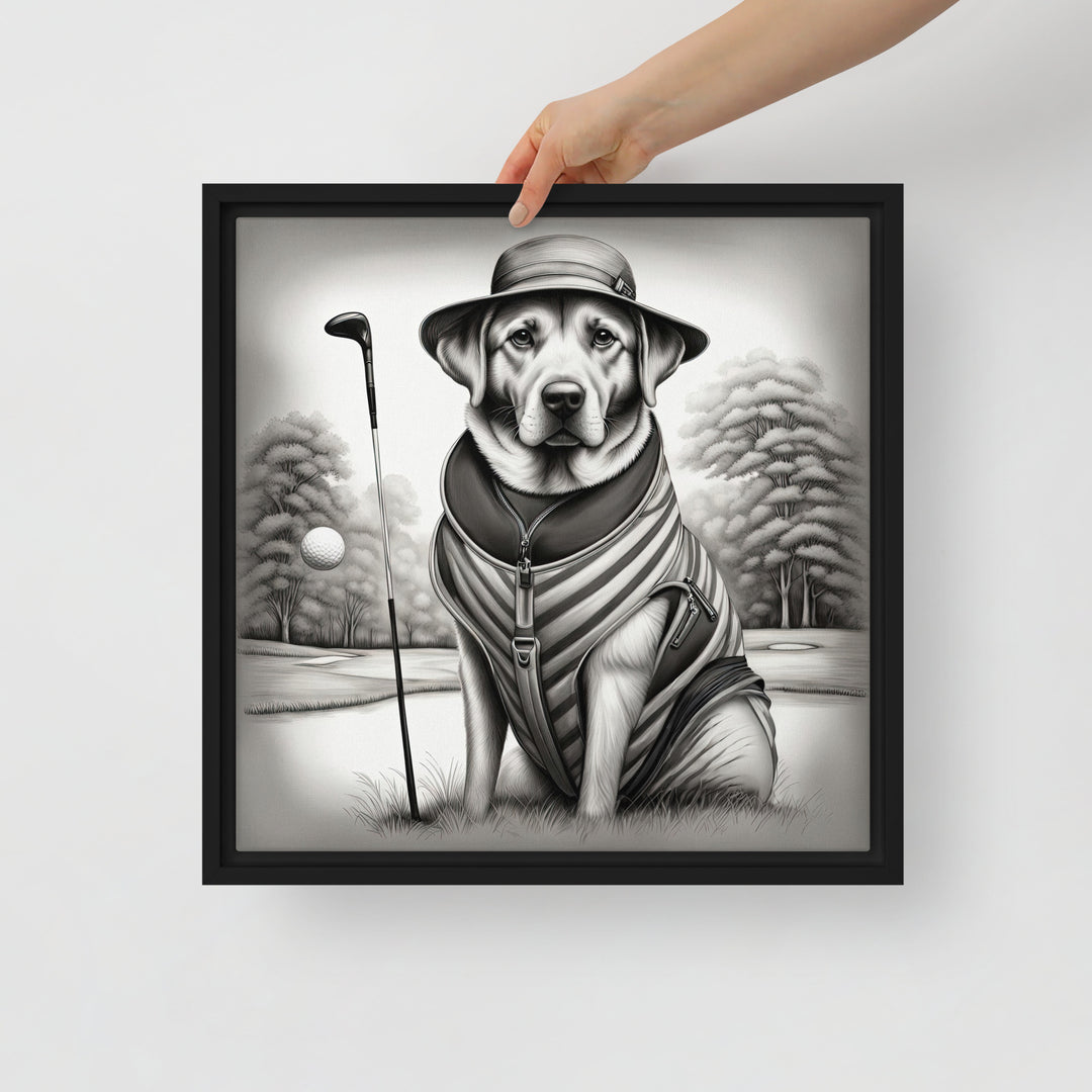 Framed canvas-Labrador Retriever Golfer V7