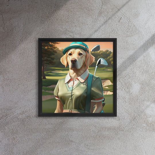 Framed canvas-Labrador Retriever Golfer V14