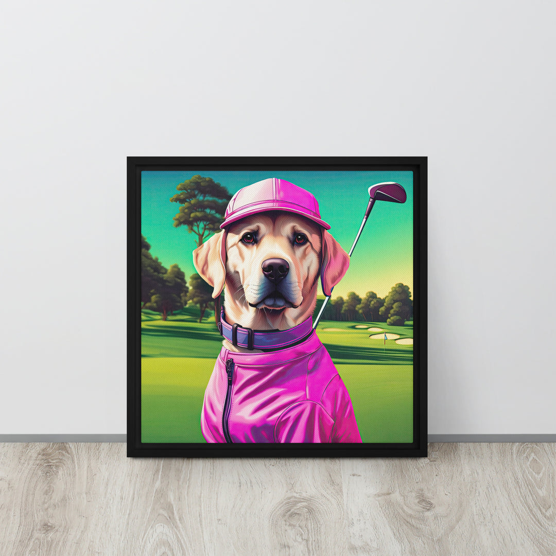 Framed canvas-Labrador Retriever Golfer V16