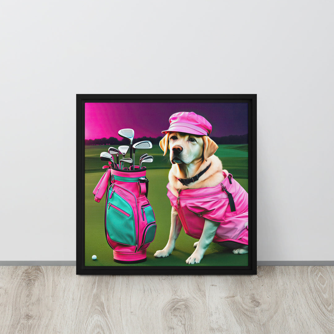 Framed canvas-Labrador Retriever Golfer V17