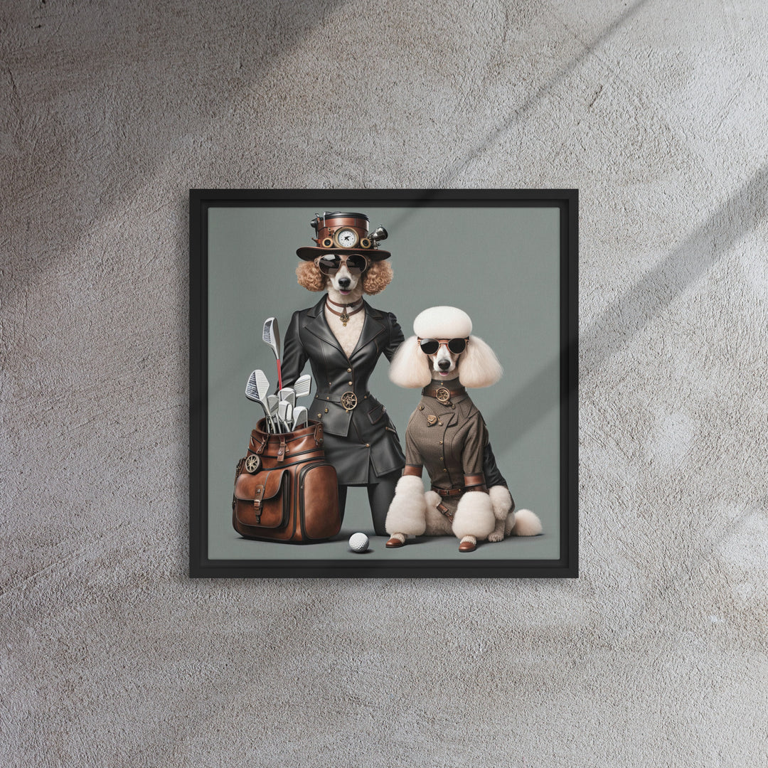 Poodle Golfer- Framed canvas v2