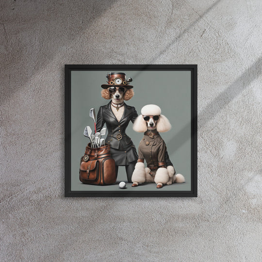Poodle Golfer- Framed canvas v2