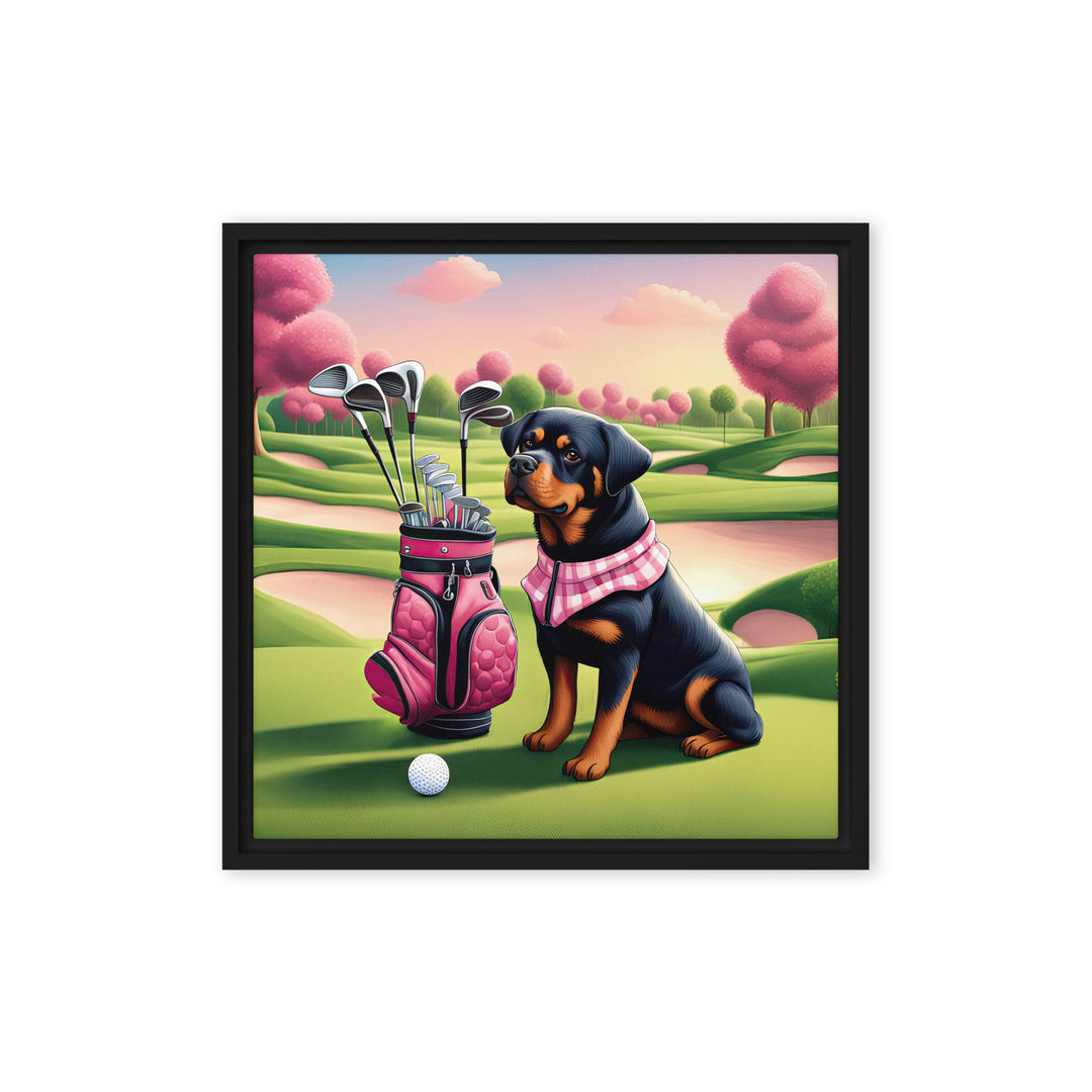 Rottweiler Golfer- Framed canvas