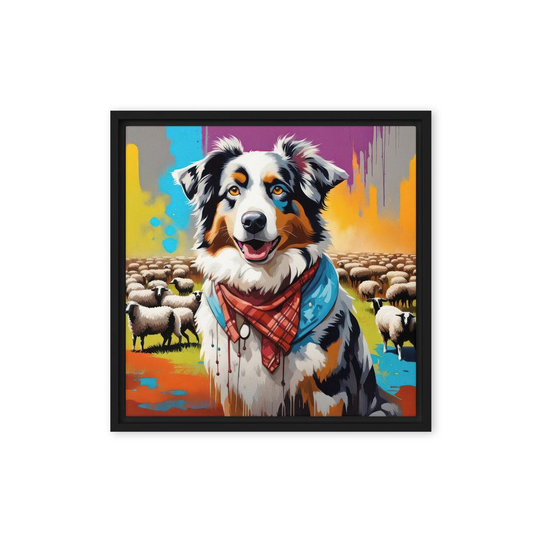 Australian Shepherd- Framed canvas v3