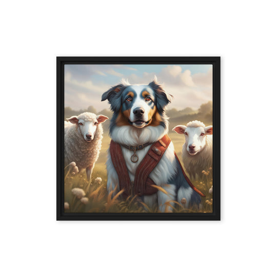 Australian Shepherd- Framed canvas v4