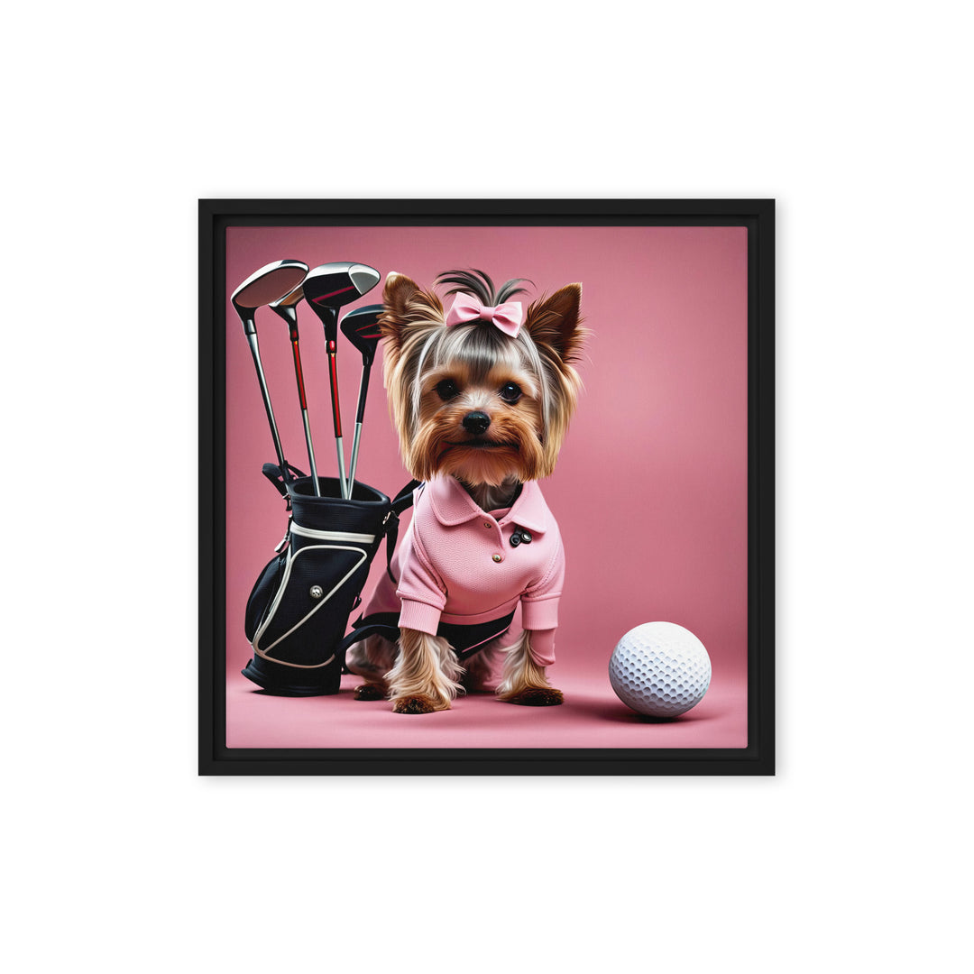 Yorkshire Terrier Golfer- Framed canvas