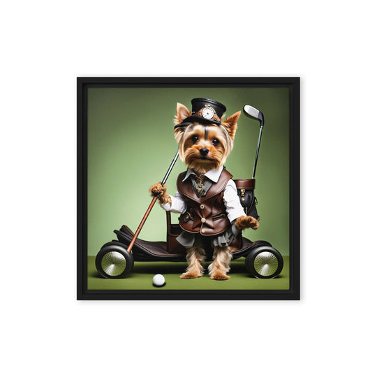 Yorkshire Terrier Golfer- Framed canvas v4