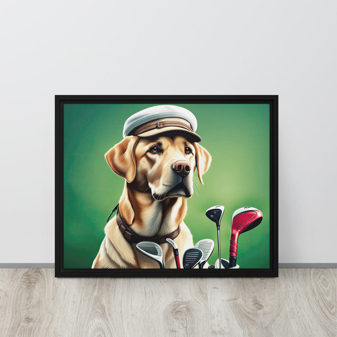 Framed canvas-Labrador Retriever Golfer V3