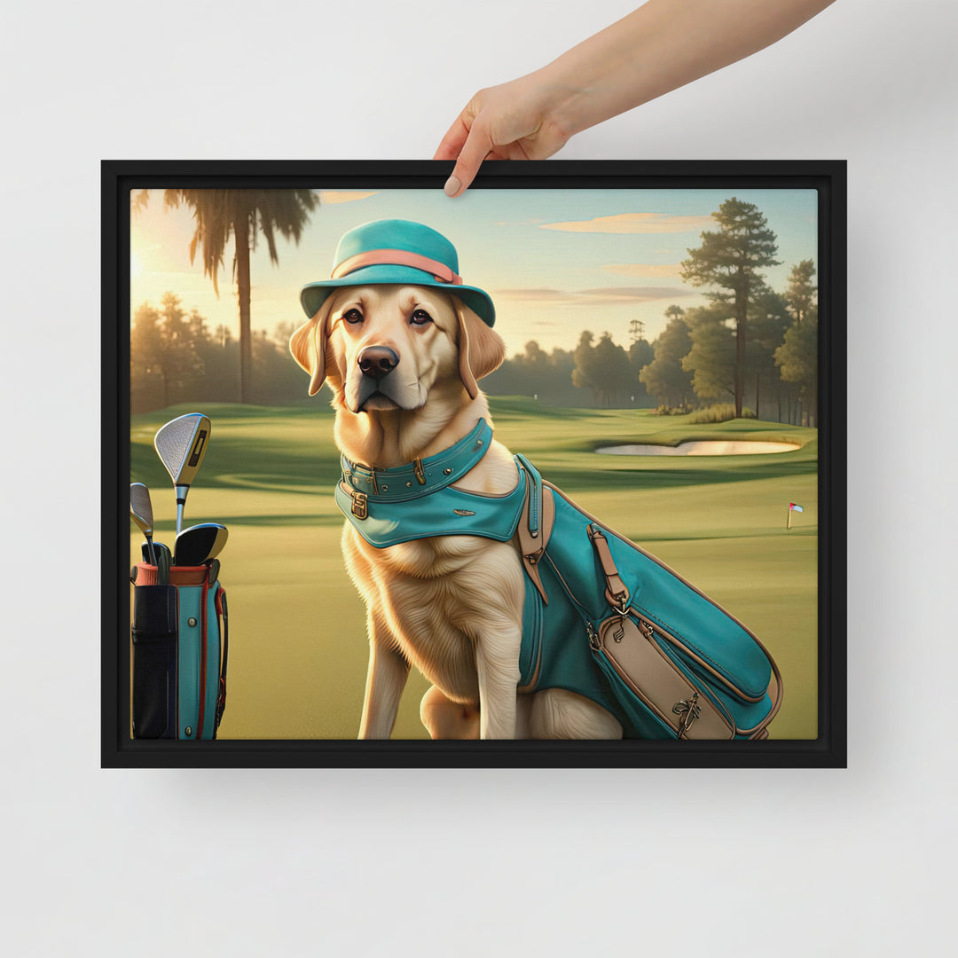 Framed canvas-Labrador Retriever Golfer V12