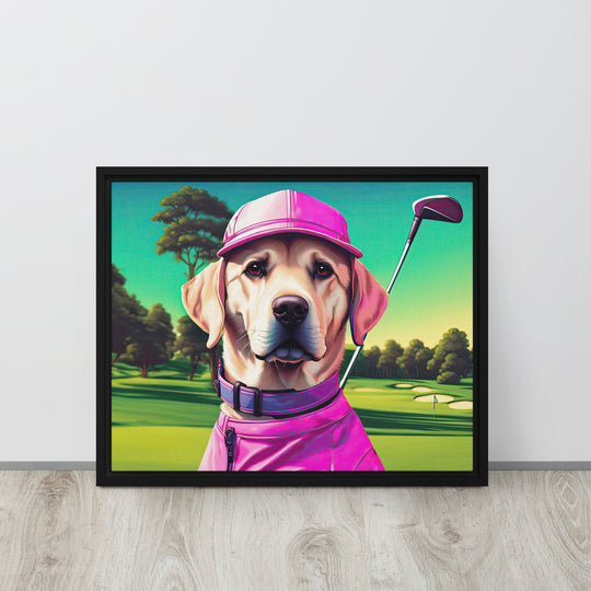 Framed canvas-Labrador Retriever Golfer V16