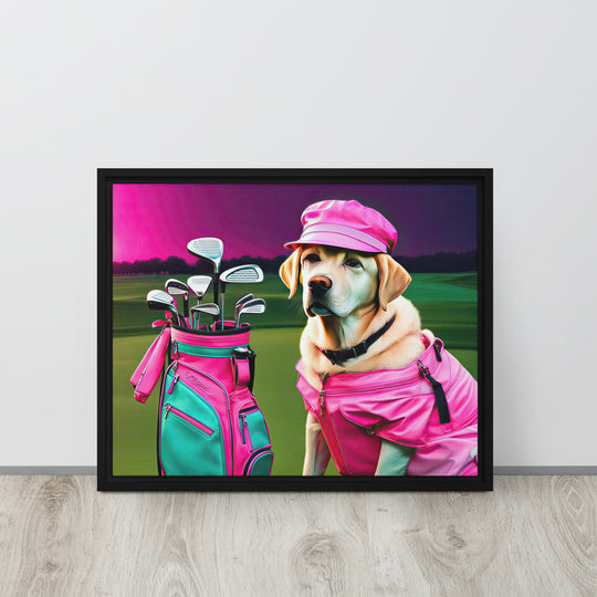 Framed canvas-Labrador Retriever Golfer V17