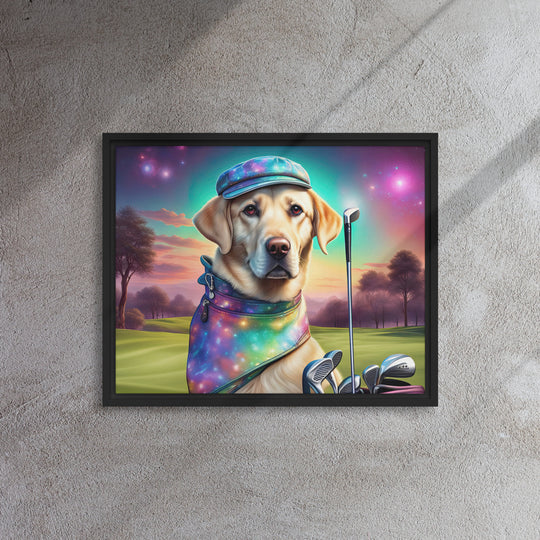 Framed canvas-Labrador Retriever Golfer V21