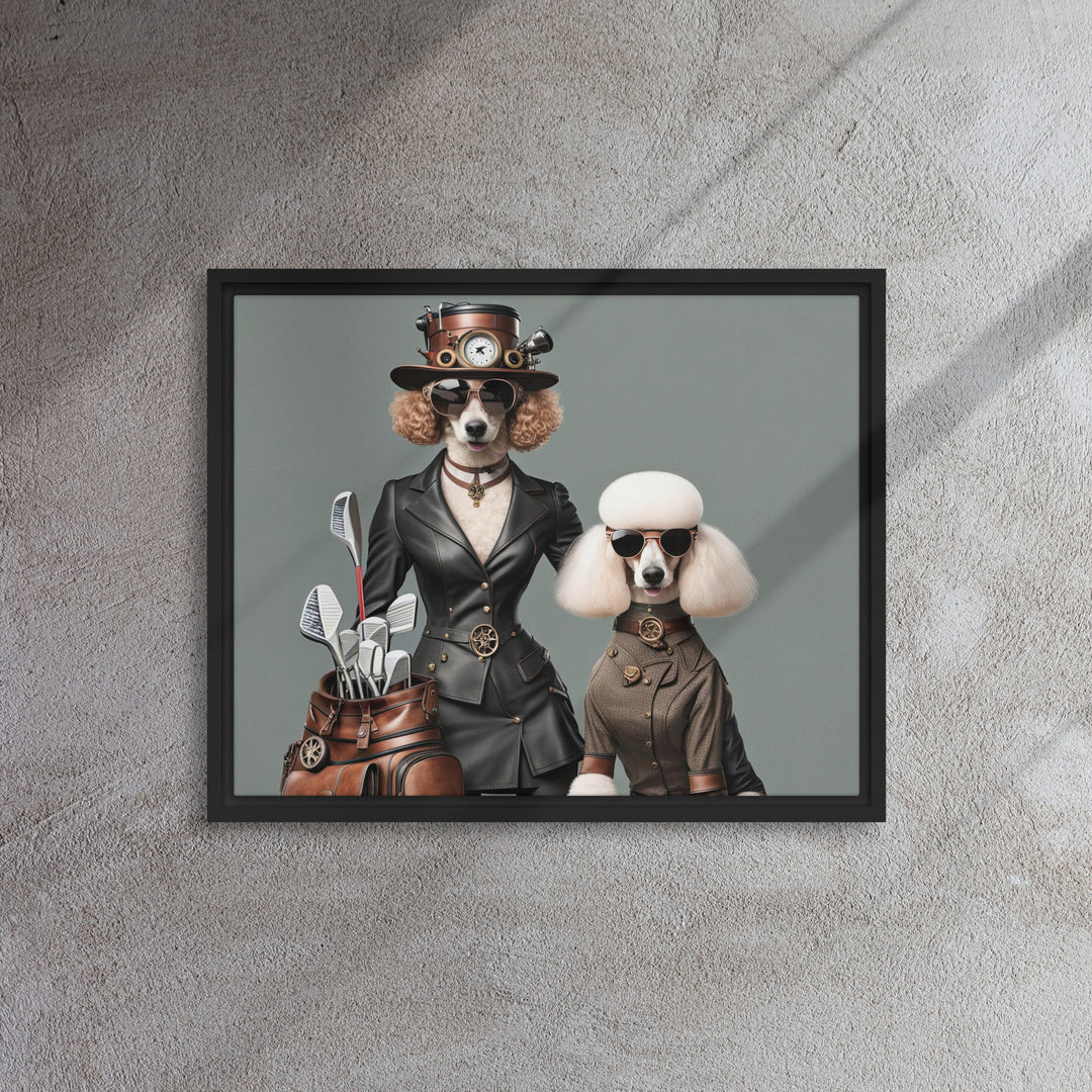 Poodle Golfer- Framed canvas v2