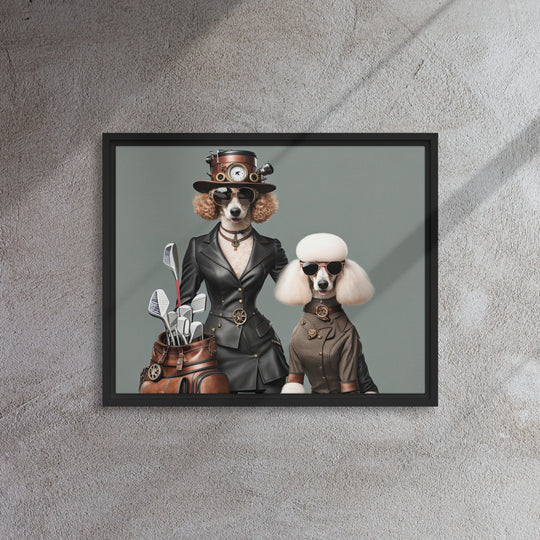 Poodle Golfer- Framed canvas v2