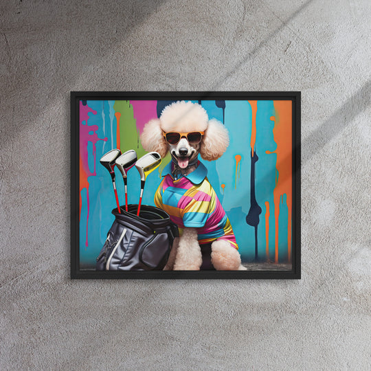 Poodle Golfer- Framed canvas v4