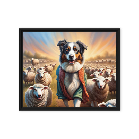 Australian Shepherd- Framed canvas