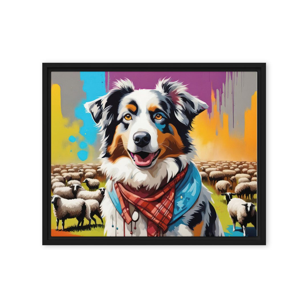 Australian Shepherd- Framed canvas v3