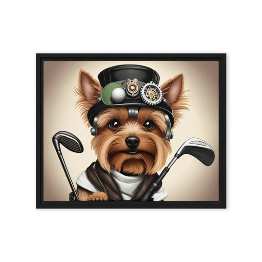 Yorkshire Terrier Golfer- Framed canvas v3