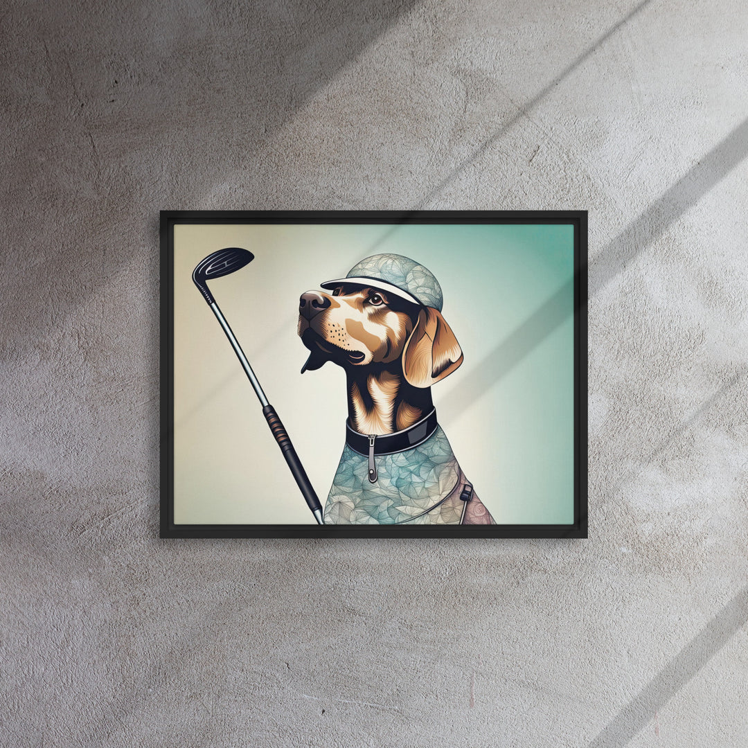 Framed canvas-Labrador Retriever Golfer V8