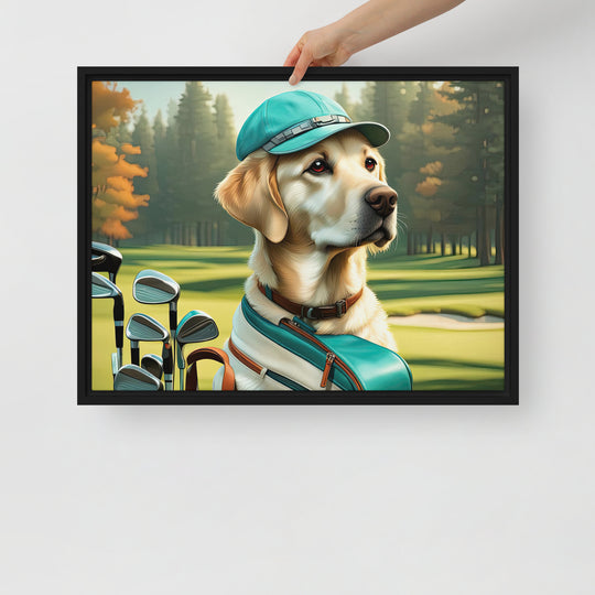 Framed canvas-Labrador Retriever Golfer V10