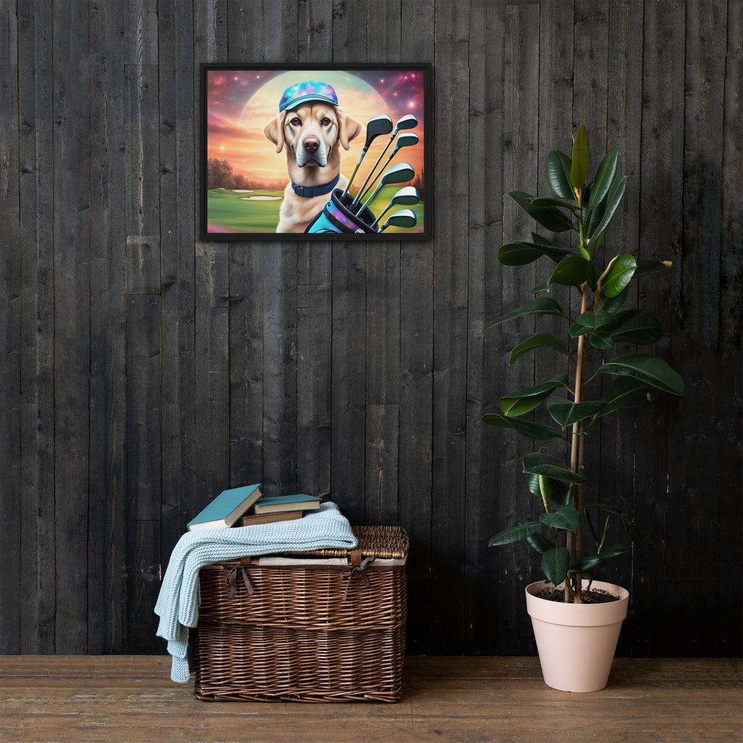 Framed canvas-Labrador Retriever Golfer V13