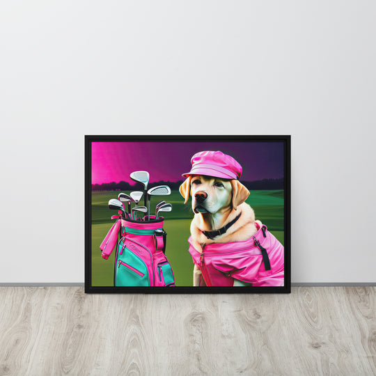 Framed canvas-Labrador Retriever Golfer V17