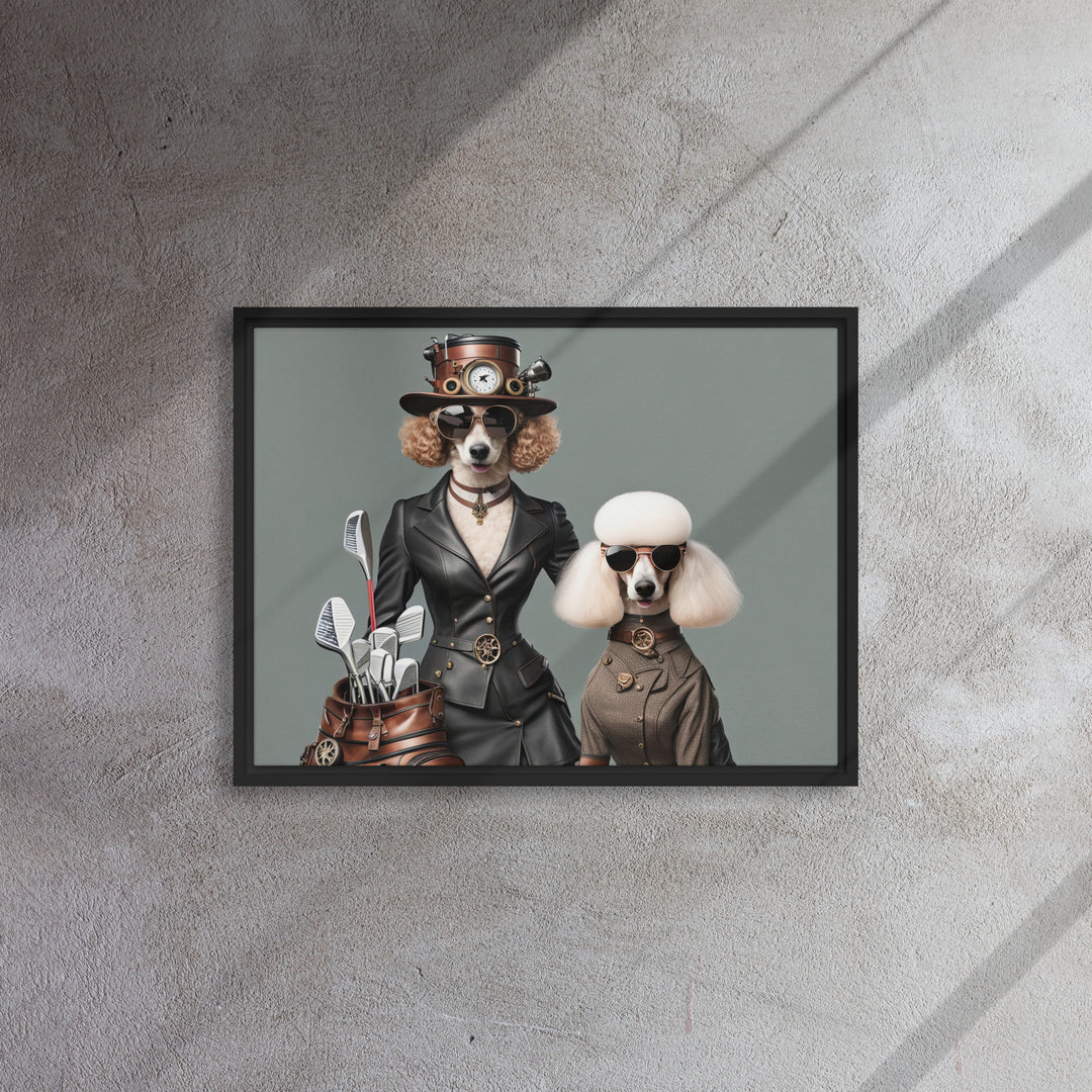 Poodle Golfer- Framed canvas v2