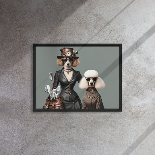 Poodle Golfer- Framed canvas v2