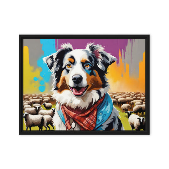 Australian Shepherd- Framed canvas v3