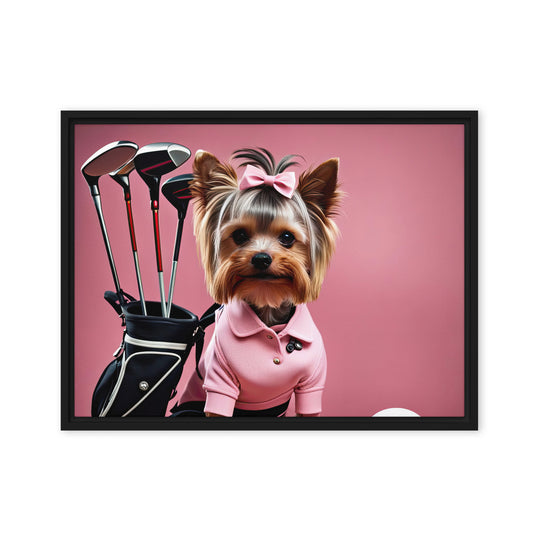 Yorkshire Terrier Golfer- Framed canvas