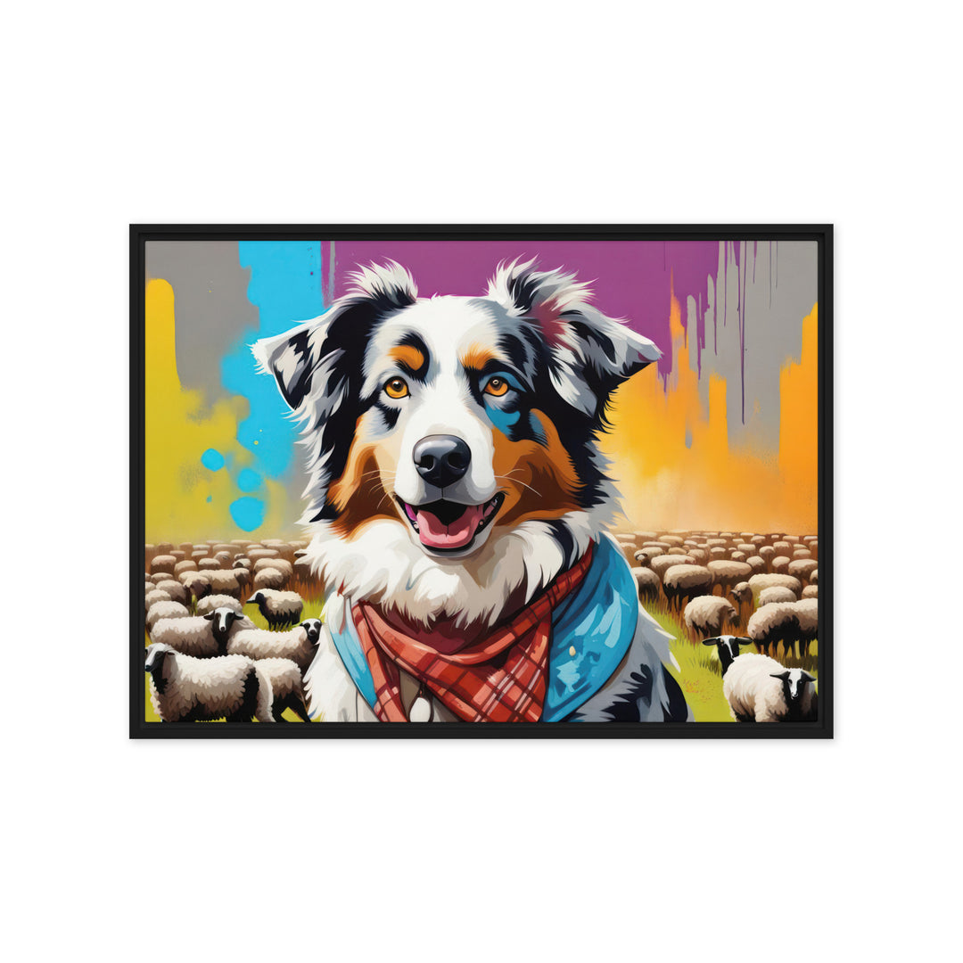 Australian Shepherd- Framed canvas v3