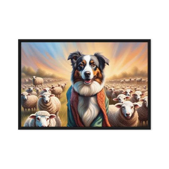 Australian Shepherd- Framed canvas