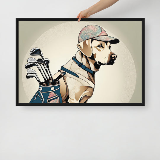 Framed canvas-Labrador Retriever Golfer