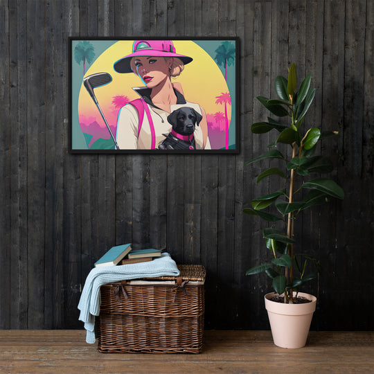 Framed canvas-Labrador Retriever Golfer V2