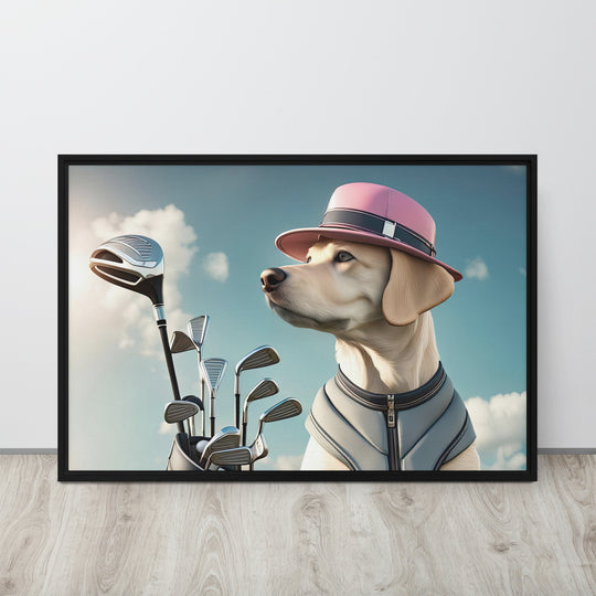 Framed canvas-Labrador Retriever Golfer V4