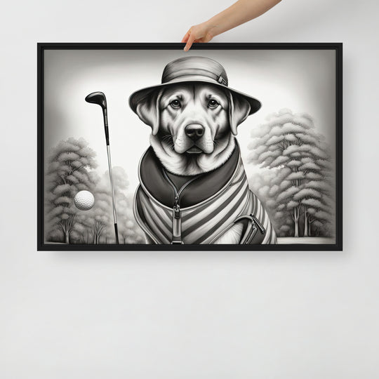 Framed canvas-Labrador Retriever Golfer V7