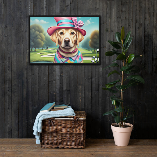 Framed canvas-Labrador Retriever Golfer V9